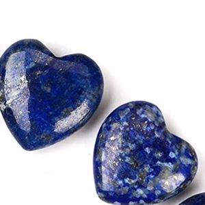 Set of 2 Hearts Genuine Lapis Lazuli Love Blue Pocket Worry Stone Heart Palm Gem